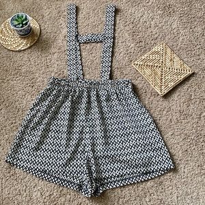 Mezanine Cute High Waisted Overall Shorts - Elastic Waist - Size Small